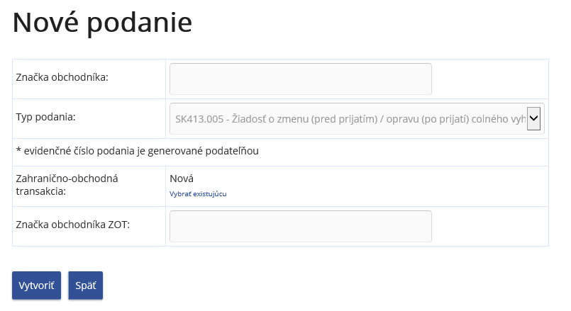 Obrázok: Nové podanie