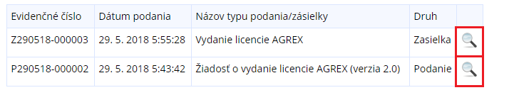 Obrázok: Detail zásielky/podania