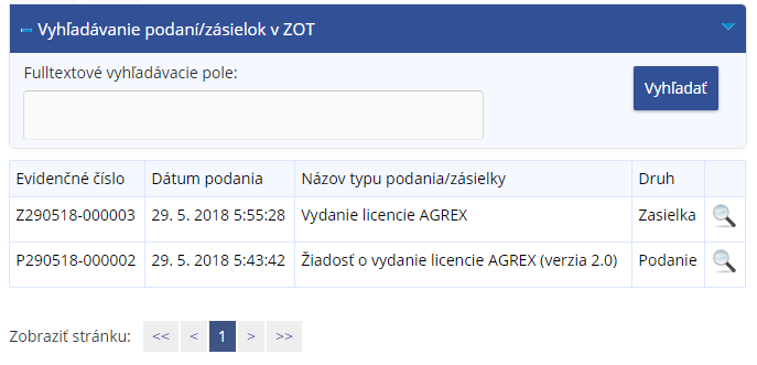 Obrázok: Vyhľadávanie v ZOT