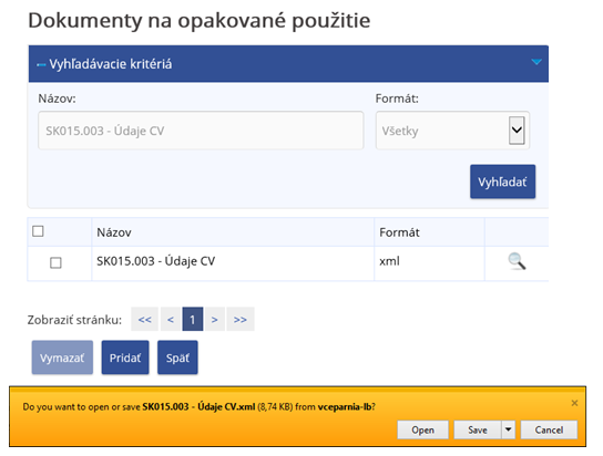 Obrázok: Detail dokumentu na opakované použitie Obrázok: Detail dokumentu na opakované použitie